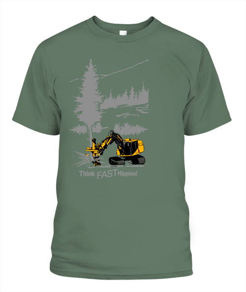 Think Fast Hippies Feller Buncher T-Shirt | Gildan 5000