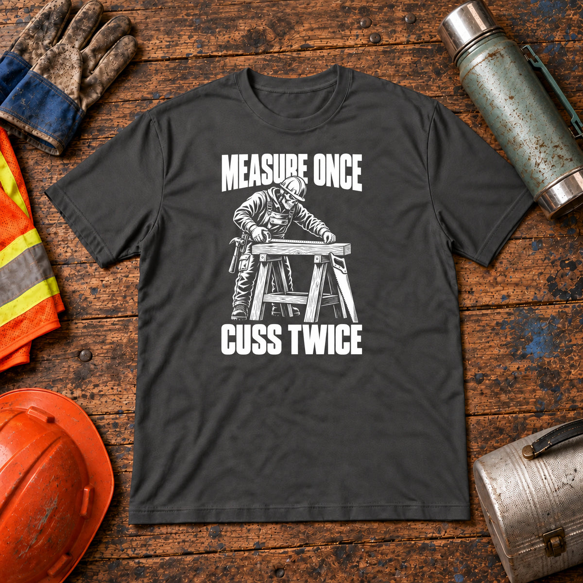 Measure Once Cuss Twice Carpenter T-Shirt