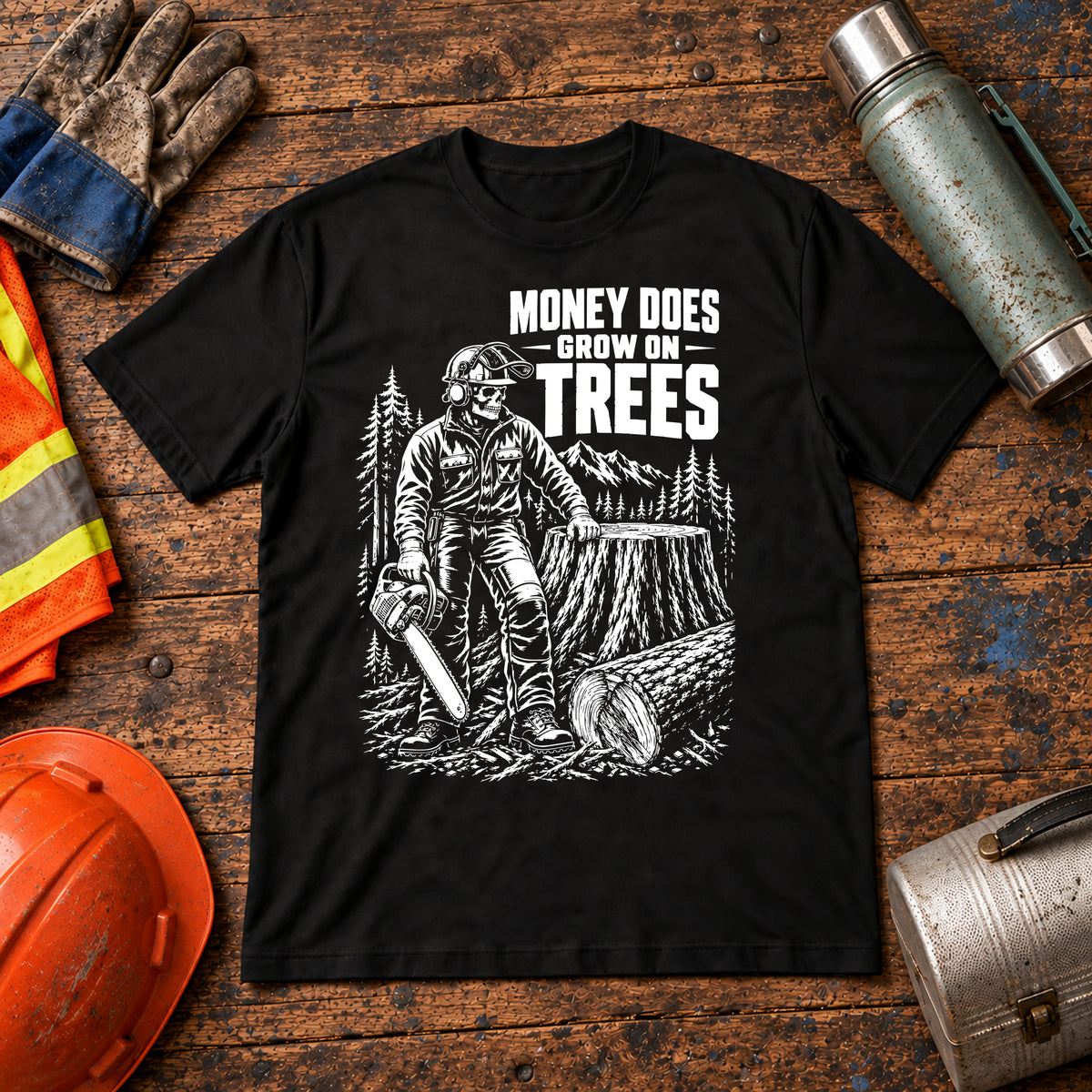 Money Does Grow on Trees Logging T-Shirt