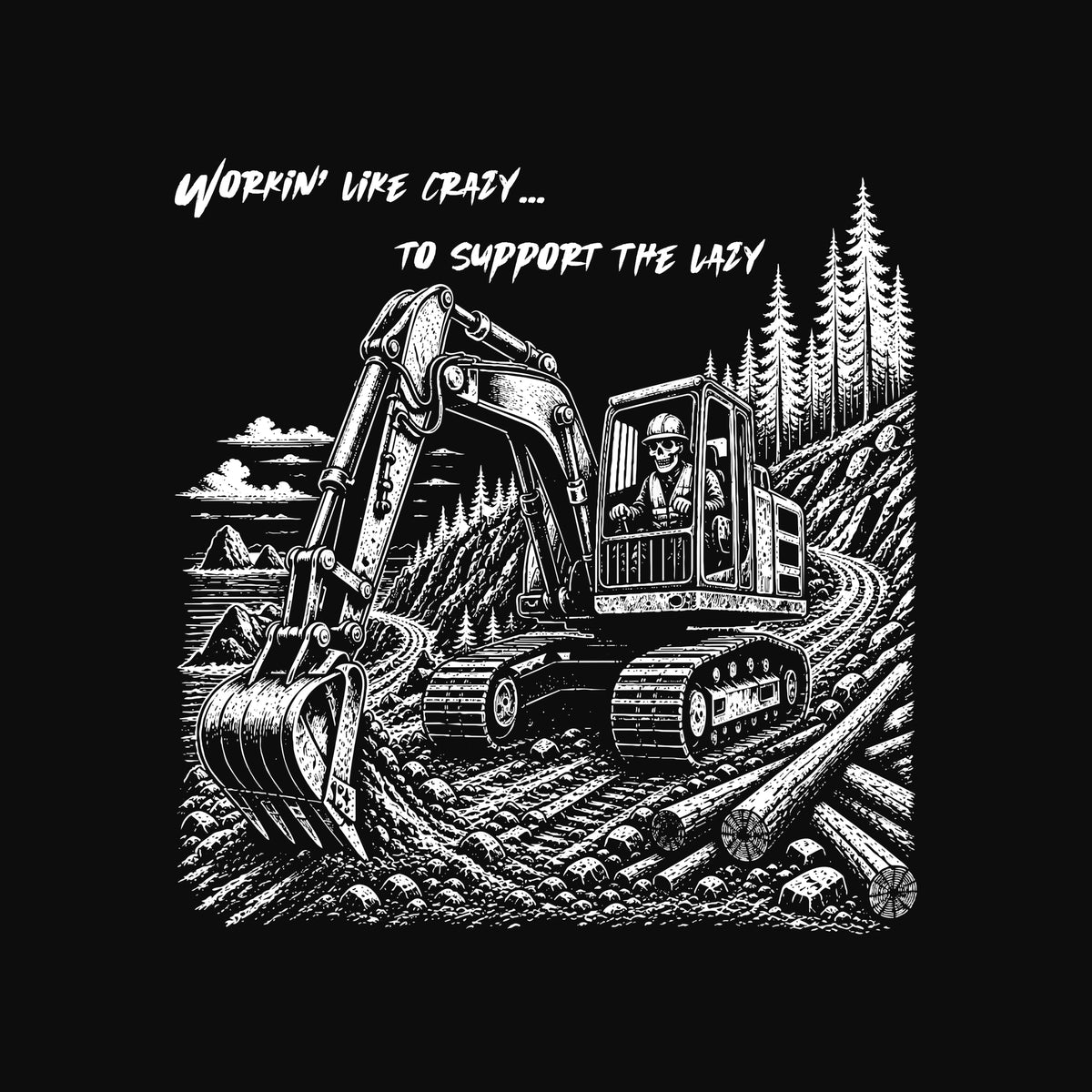 Working Like Crazy Excavator Operator T-Shirt